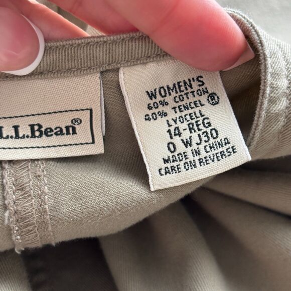 LL Bean Camp Dress Pockets Maxi Khaki Lagenlook Gorpcore Minimalist Size 14 E155 - Picture 7 of 9